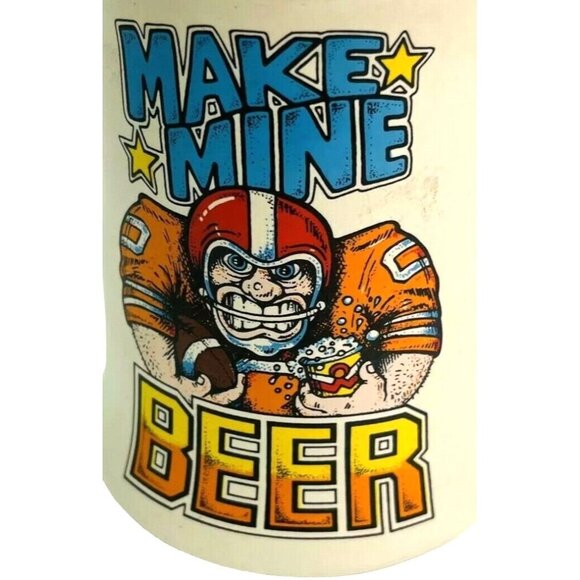 Vintage Wallace Berrie Co Football Beer Stein Mug Make Mine Beer 5" 1982 #1738 - Picture 2 of 6